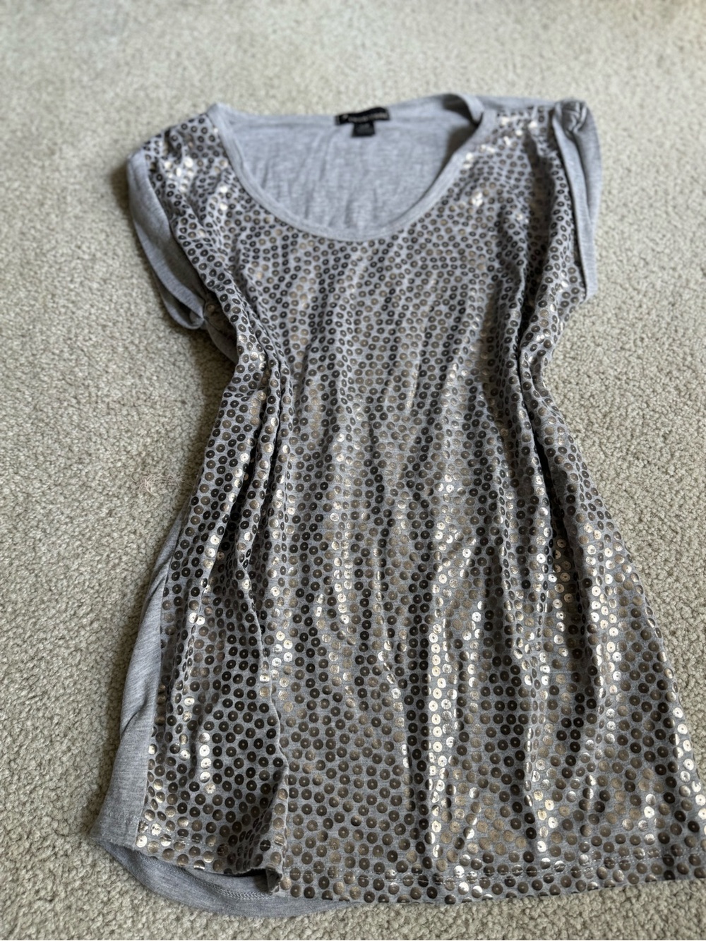 Vintage 2000s Forever 21 Silver Sequin Short Sleeve Top y2k